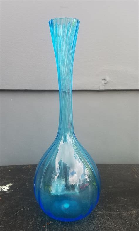 Home Décor Home And Living Hand Blown Modernist Blue Glass Vase Vintage Scandinavian Large Glass