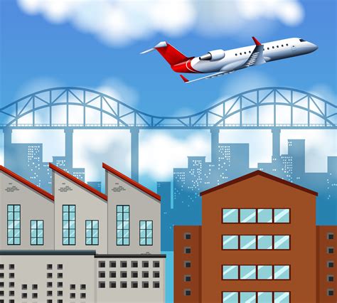 Plane Flying Above The City 296150 Vector Art At Vecteezy