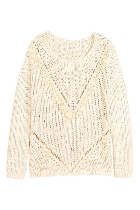 Textured Knit Sweater Natural White Sale Handm Us