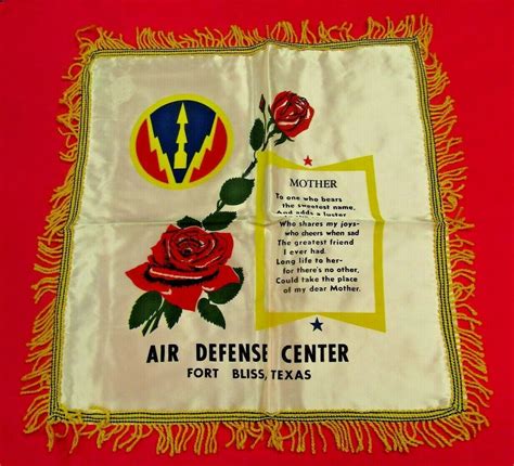Vintage Us Army Air Defense Center Fort Bliss Texas Mothers Satin