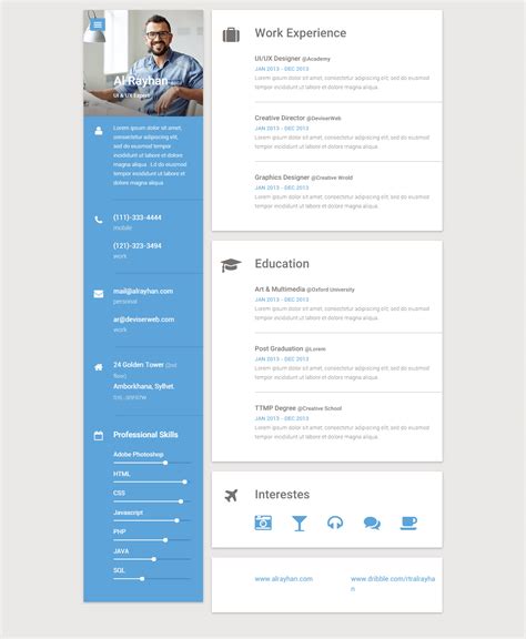 Top 28 free bootstrap html online resume templates to build professional & simple responsive. Material - Premium Responsive CV/Resume HTML5 Template