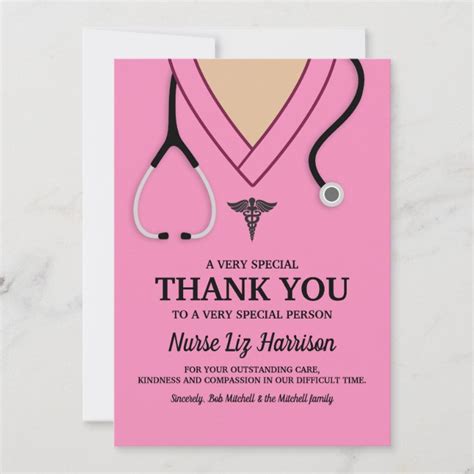 Pink Scrubs Nurse Thank You Card