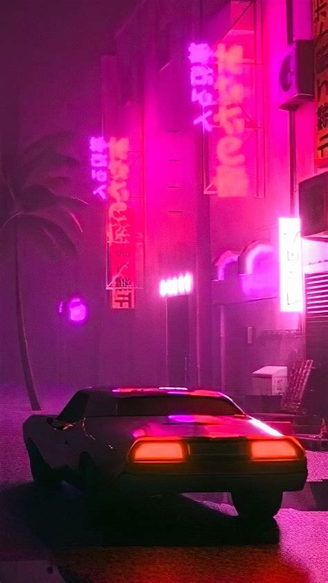 1080x1920 Synthwave Car On Street Iphone 76s6 Plus Pixel Xl