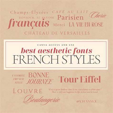 Best Aesthetic French Style Fonts 6款法式質感canva字體 Yunnys Ko Fi Shop