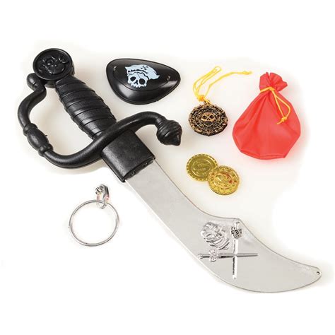 U S Toy Pirate Sword Coin Eyepatch Childs 7pc Costume Accessory Kit