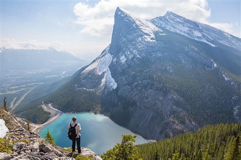 Image Canada Men Canadian Rocky Mountains Cliff Nature Mountain Lake