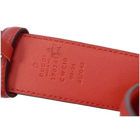 Gucci Signature Leather Belt Red 370543 Size 9036