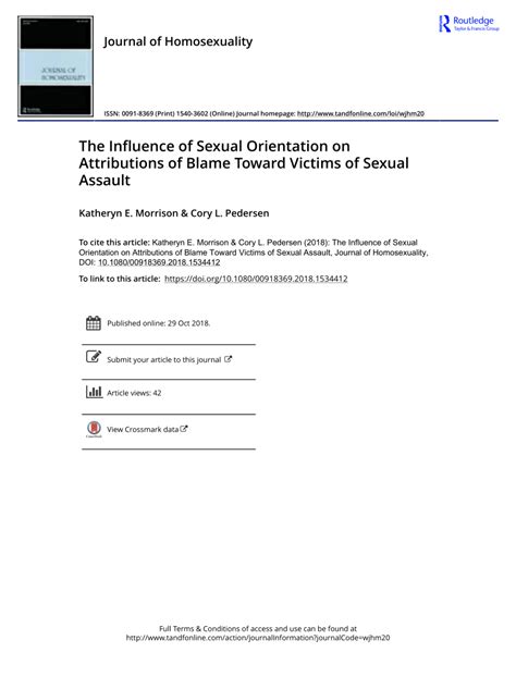 Pdf The Influence Of Sexual Orientation On Attributions Of Blame