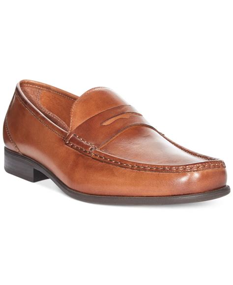 Alfani Leather Men S Cameron Penny Loafers In Brown For Men Lyst