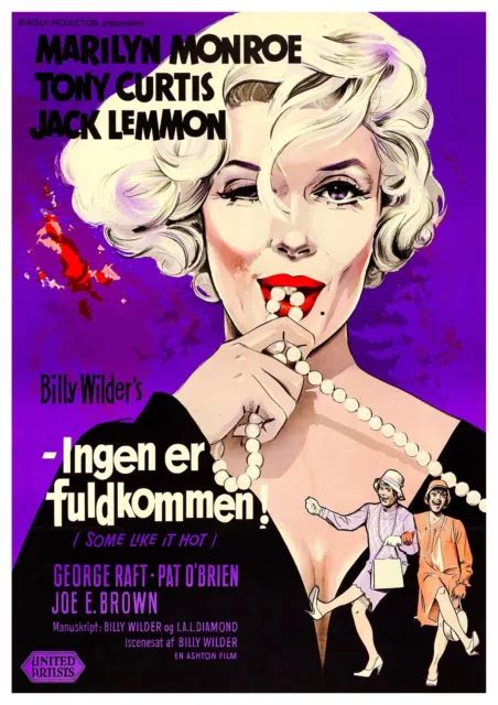Reproduction Vintage Some Like It Hot Danish Movie Poster Size A