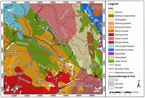Negeri sembilan map, satellie view. 2: Geomorphology map of the Jelebu area, Negeri Sembilan ...