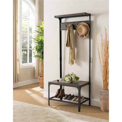 Catalina Entryway Hall Tree Hallway Bench With Coat Rack And Shoe Storage