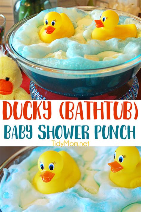 Easy recipes to make pink punch for baby shower. Blue Baby Shower Punch with Rubber Ducks | TidyMom®