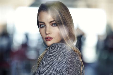 Wallpaper Face Women Model Blonde Depth Of Field Long Hair Blue Eyes Reflection