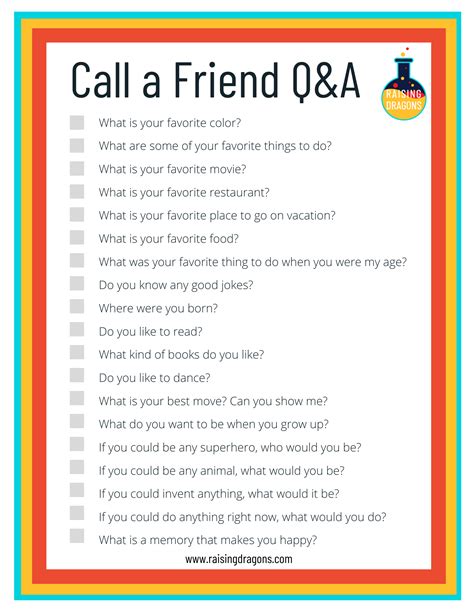 Call A Friend Qanda For Kids ⋆ Raising Dragons