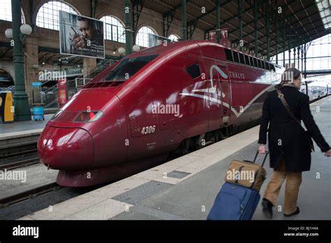 Paris France Thalys High Speed Train Tgv Bullet Train In Gare Du