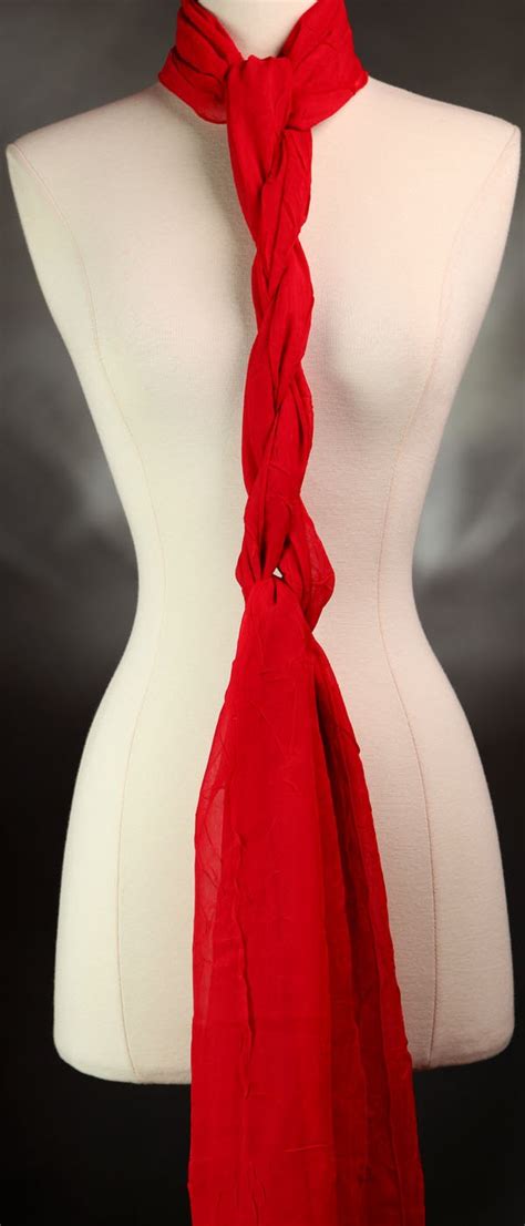 Red Scarf Long Scarves Elegant Scarf Evening Scarf Textured Etsy
