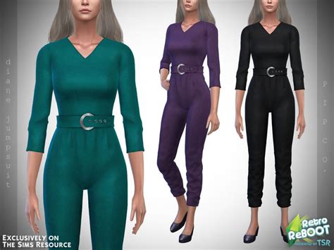 Sims 4 — Retro Reboot Diane Jumpsuit By Pipco — 12 Swatches Base