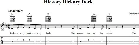 hickory dickory dock sheet music for guitar with chords lyrics and tab view the whole song at