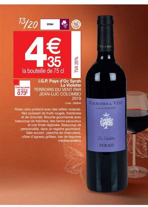 Offre I G P Pays D Oc Terroirs Du Vent Jar Jean Luc Colombo La