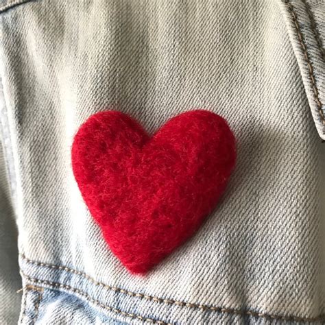 Big Felted Red Heart Pin Valentines Day Heart Brooch Etsy