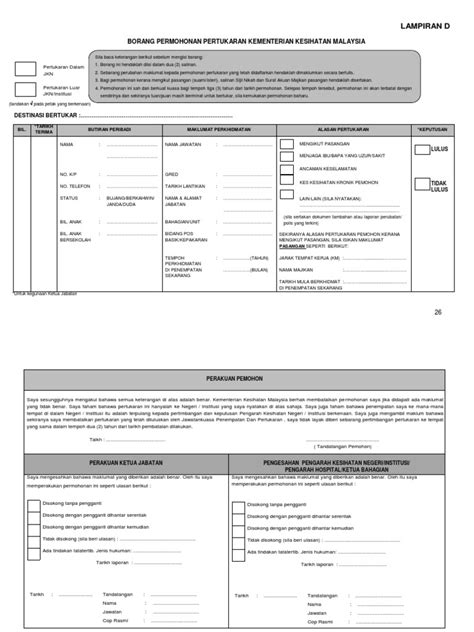 Dengan hormat, melalui surat ini, saya yang bertanda tangan di bawah ini: Borang Pertukaran Dalaman Kkm