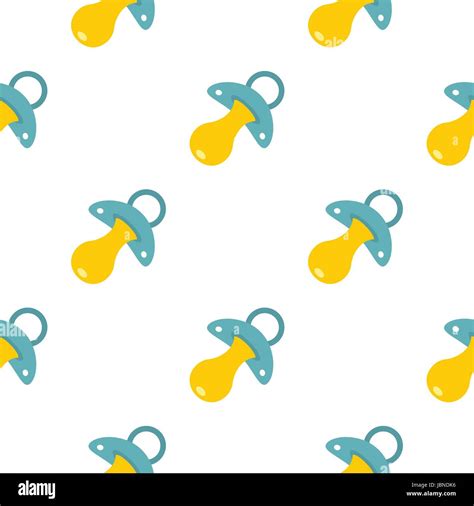 Blue Baby Pacifier Pattern Seamless Background In Flat Style Repeat