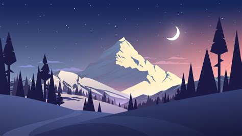 1366x768 Night Mountains Summer Illustration 1366x768 Resolution