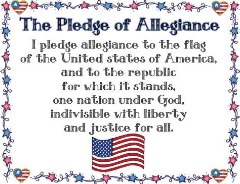 Pledge Of Allegiance For Kids Printable Chart Pledge Of Allegiance Gr