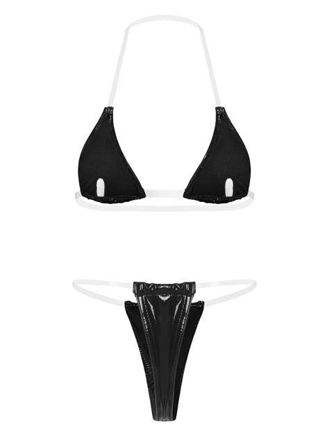 buy women sexy push up clear strap swimwear bikini micro thong swimsuit bandeau bikini set