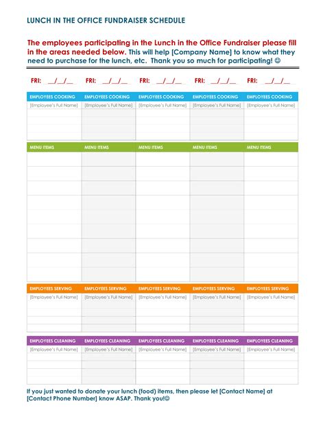 Office Lunch Schedule Templates At