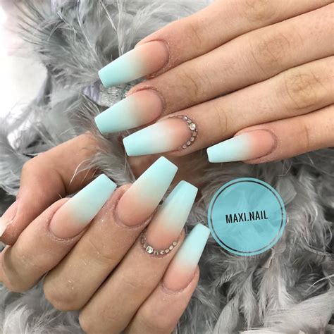 Pastel Ombr Blue With Matte Finish Ombre Acrylic Nails Matte Nails