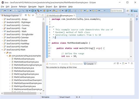 Java math abs round ceil floor min methods with example. Java Math random() method example