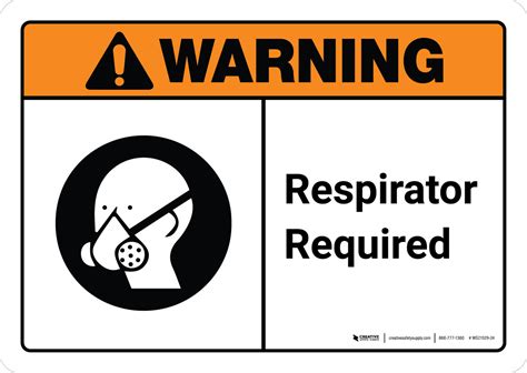 Warning: Respirator Required with Icon ANSI Landscape - Wall Sign ...