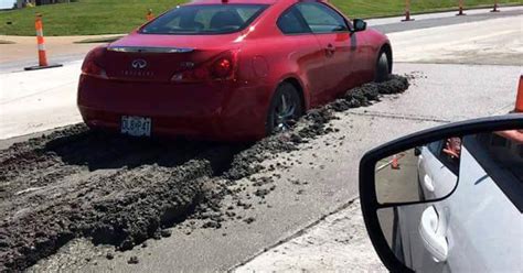 Woman Drives Car Into Wet Concrete On Richardson Road In Arnold Where