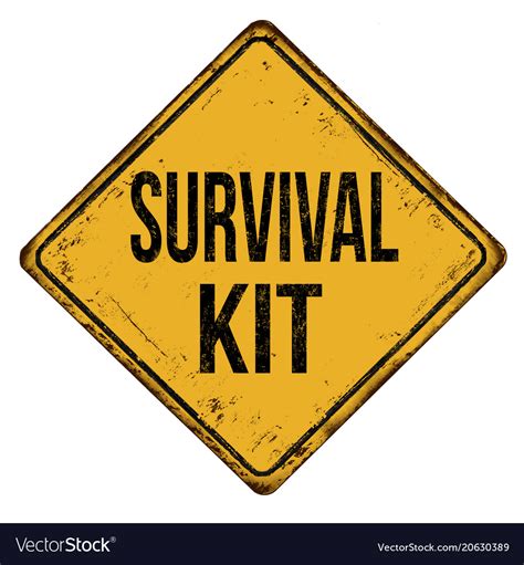 Survival Kit Vintage Rusty Metal Sign Royalty Free Vector