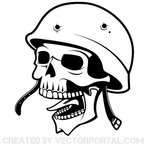 Skull In Military Helmet Free Vector