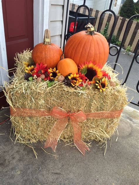 Our Fall Front Porch Decorations Haystack Pumpkins