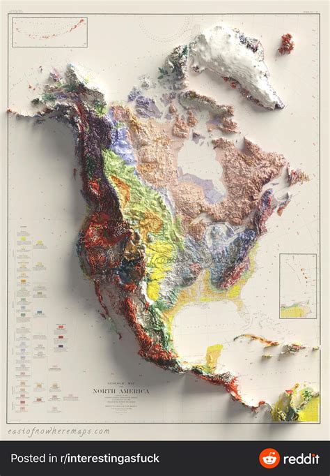 Colored Topographical Map Usa Geology North America Map Geological Map
