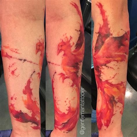 Tattoo Uploaded By Stacie Mayer • Watercolor Fire Phoenix Tattoo By