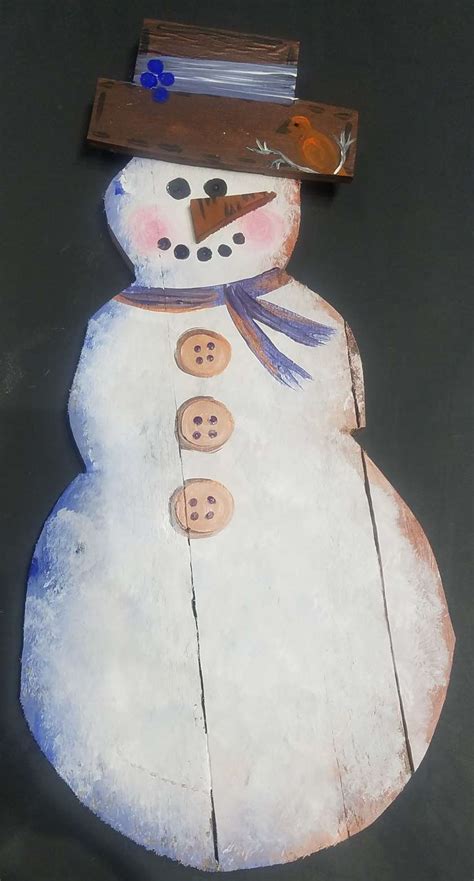 Snowman Wood Cutout Pinots Palette Painting