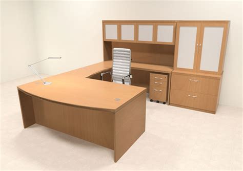 7pc Modern Contemporary U Shaped Executive Office Desk Set Ro Abd U13