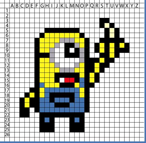 Pixel Art Banan Minion — Bezpłatny Szablon Do Pobrania
