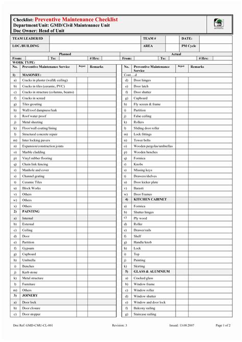 Use this checklist to learn what our inspectors look for and help avoid violations. Preventive Maintenance form Template in 2020 (With images ...