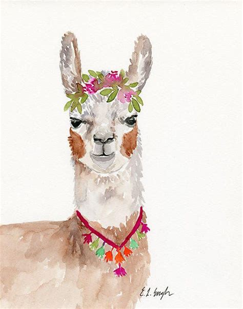 Watercolor Llama Painting Original Watercolor Art Etsy Llama