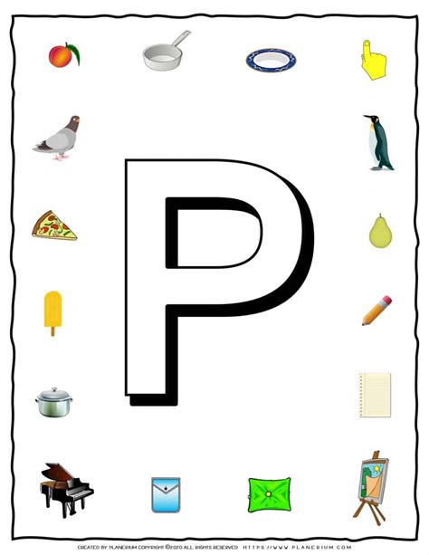 English Alphabet Objects That Starts With P Planerium