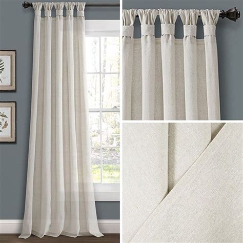 Knotted Tab Top Curtain Panels In 2020 Window Treatments Living Room
