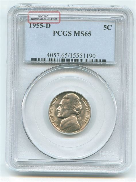 1955 D Pcgs Ms65 5c Jefferson Nickel