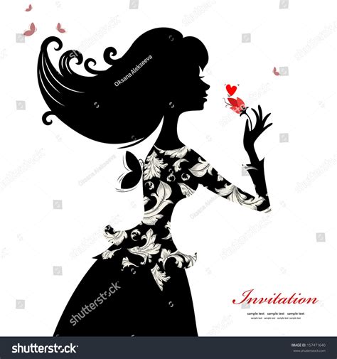 Silhouette Of A Beautiful Stylish Woman Stock Vector Illustration