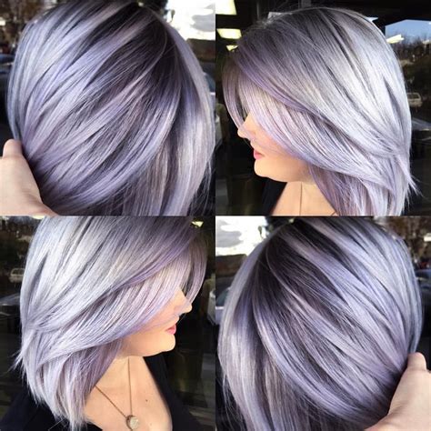 Hot On Beauty On Instagram “silver Lavender Hair Color And Smooth Bob With Shadow Base By